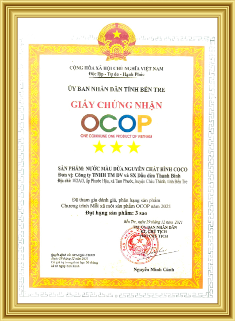  - Dầu Dừa Thanh Bình - Công Ty TNHH Thương Mại Dịch Vụ Và Sản Xuất Dầu Dừa Thanh Bình